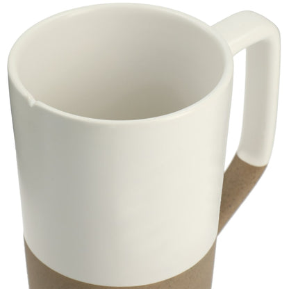 White Tahoe Tea & Coffee Ceramic Mug with Wood Lid 16oz plain